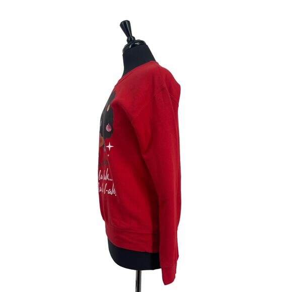 Dyna Smiles Women’s Red Graphic Afro Ornament Christmas Sweatshirt Size Small S - Picture 2 of 8